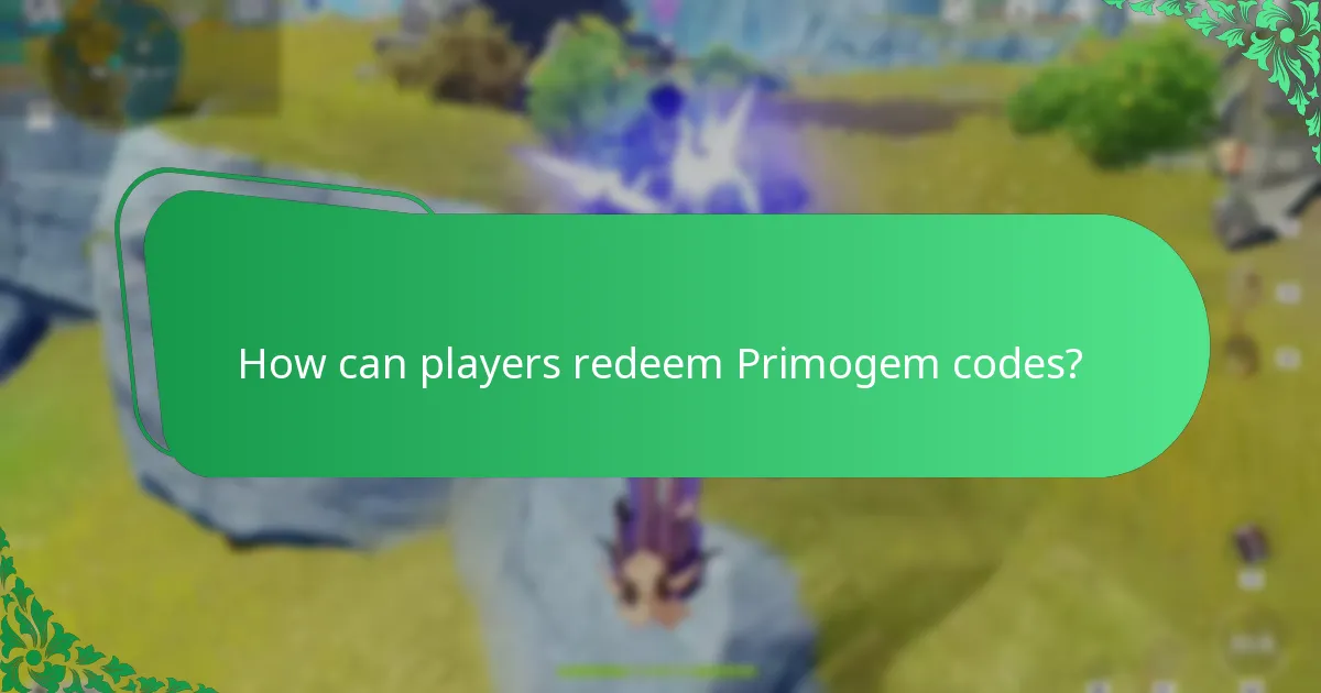How can players redeem Primogem codes?